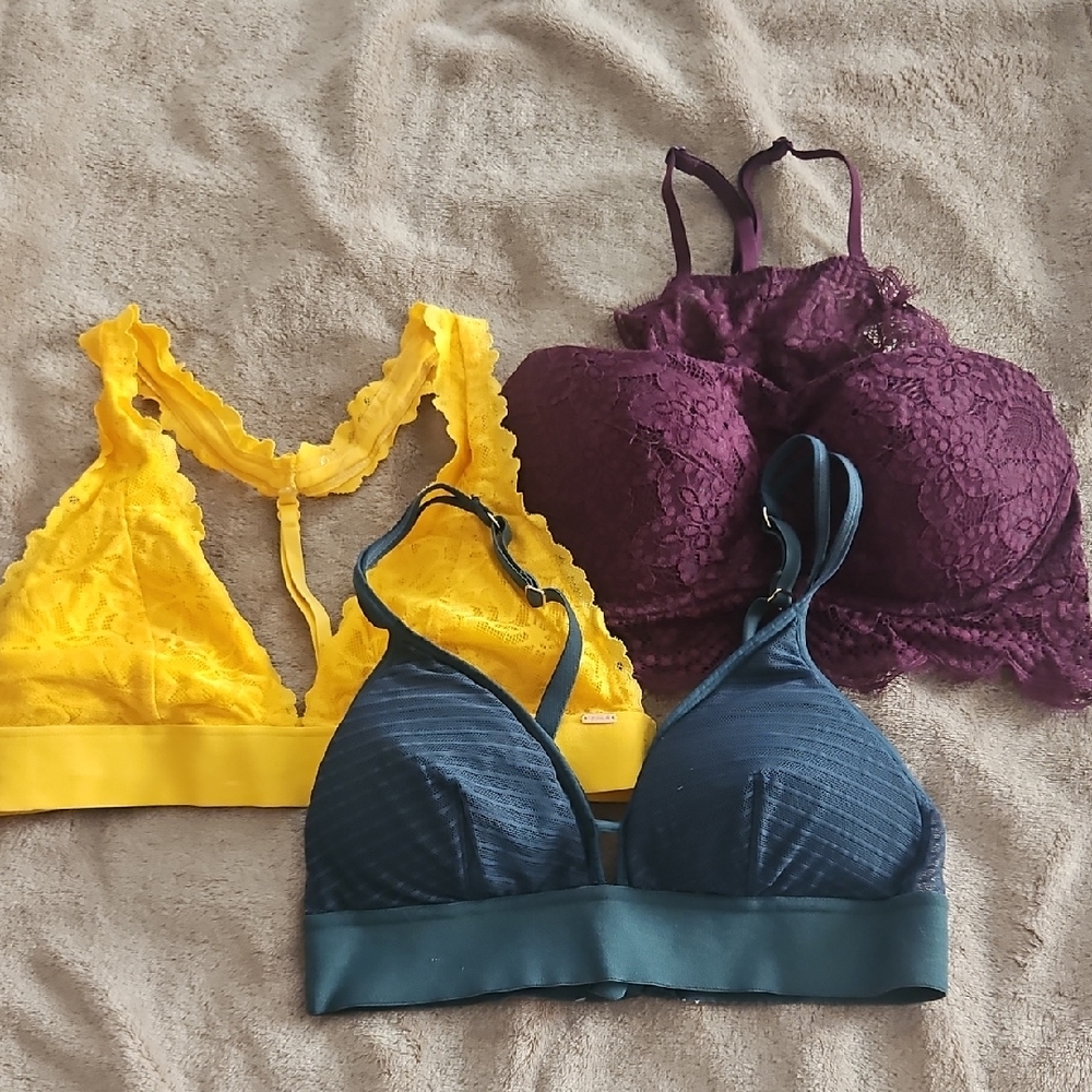 Lace Bralettes - Pink (2) & Lively (1)